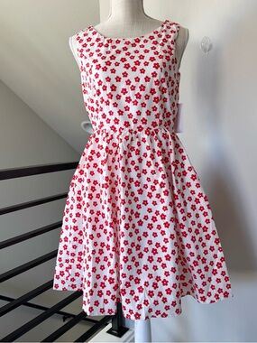 Tulip B By Unique Vintage 100% Cotton Floral Swing Sleeveless Dress M NWT
